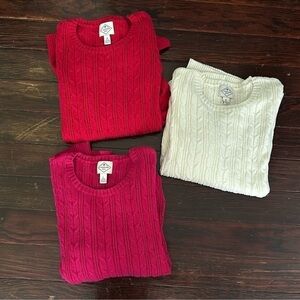 BUNDLE (3) St. John’s Bay Cable Knit Long Sleeve Crewneck Sweater Tops
